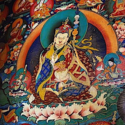 Buddha-Weekly-20-Rongbuk-Monastery-Main-Chapel-Wall-Painting-Of-Padmasambhava-Guru-Rinpoche-Buddhism Padmasambhava Guru Rinpoche sacred image on the wall of Rongbuk Monastery.