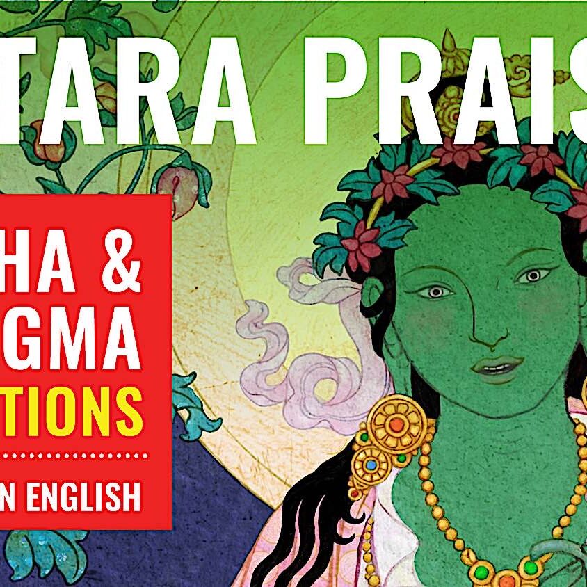 Video title for 21 Taras Prasies chanted Atisha and Nyingma tradition images.