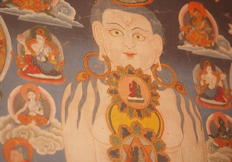 Buddha-Weekly-Body Manadala detail-Buddhism A body mandala from a Tangkha acquired from a San Francisco museum. It is most likely a body mandala in the Bon tradition.