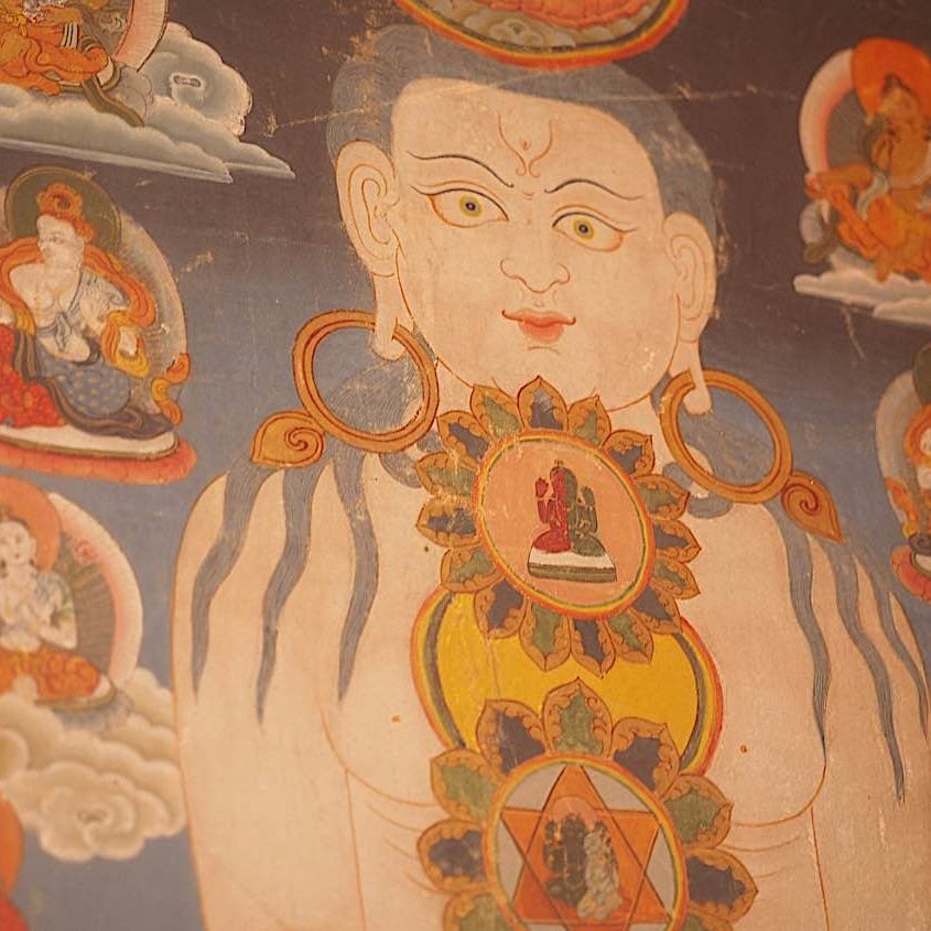 Buddha-Weekly-Body Manadala detail-Buddhism A body mandala from a Tangkha acquired from a San Francisco museum. It is most likely a body mandala in the Bon tradition.