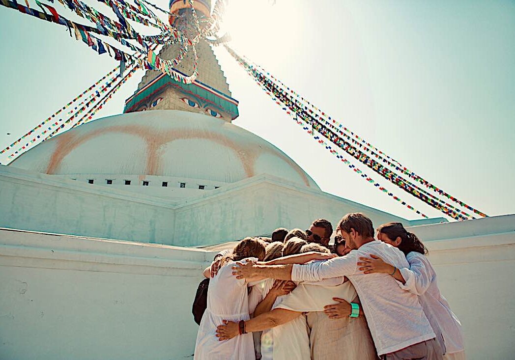 Pilgrimage to the Boudhnath Stupa in Katmandu with Dr. Miles Neale.