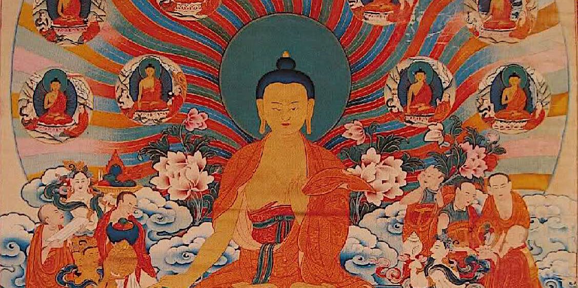 Thangka depicted the 15 days of Buddha's miracles.