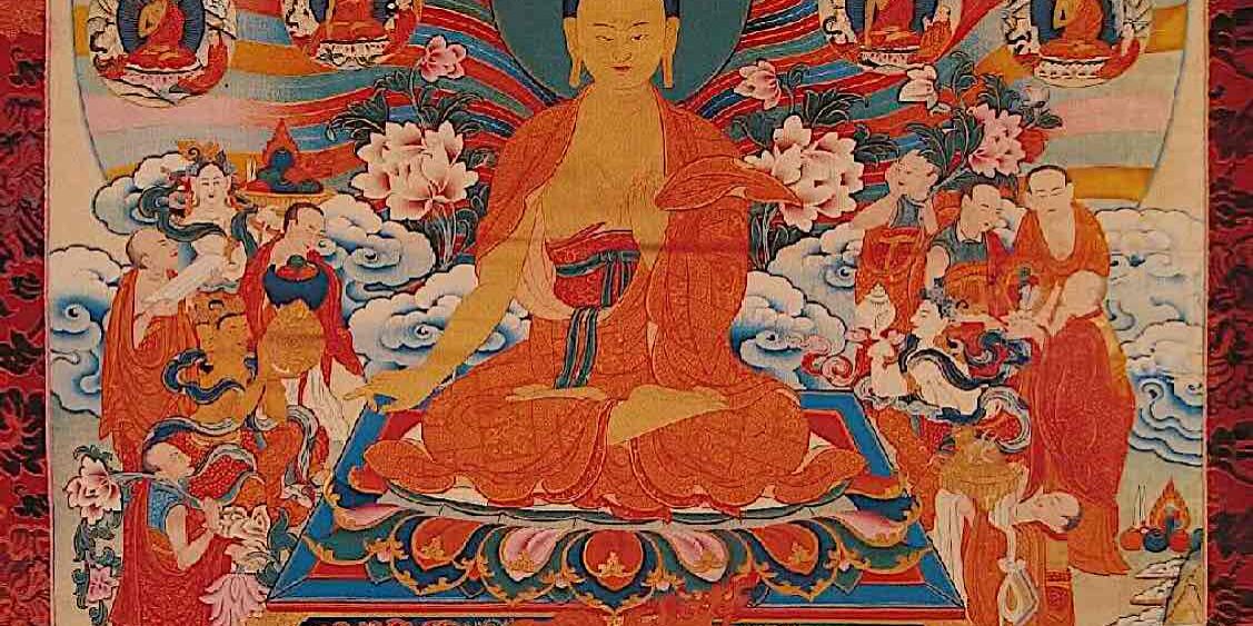 Thangka depicted the 15 days of Buddha's Miracles at Shravasti.