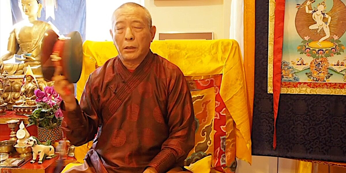 Zasep Tulku Rinpoche demonstrates chod.