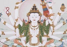 Cundi Cunda Mother of Seven Million Buddhas, in her 18 armed form is moon white.