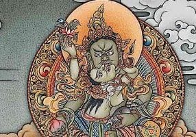 Green Jambhala. Image available from Vajrayana Print on Etsy.