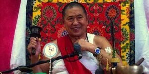 Buddha Weekly H.E. Garchen Rinpoche at Teachings Spins Wheel from Galgamani Buddhism custom crop