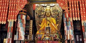 Lama Tsongkhapa altar at a monastery.