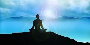 Buddha Weekly Lotus position meditation mountain top misty Buddhism custom crop