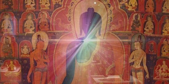 Buddha-Weekly-Medicine Buddha Sutra ancient temple art with glow-Buddhism