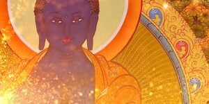 Buddha Weekly Medicine Buddha Sutra tangkha with golden glow Buddhism custom crop