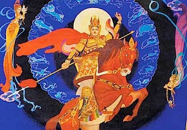 Buddha-Weekly-Modern nice King Gesar of Ling-Buddhism Gesar of Ling on his magical horse Kyang Go Karkar, was a king in 1027. In his great Buddhist Epic of a million verses, we learn how to overcome our obstacles, including fear. His allegorical tale is treasured and loved by Buddhist around the world.