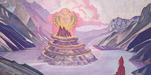 Nagas emerging from a sacred lake, painting by Russian artist Nicholas Roerich.