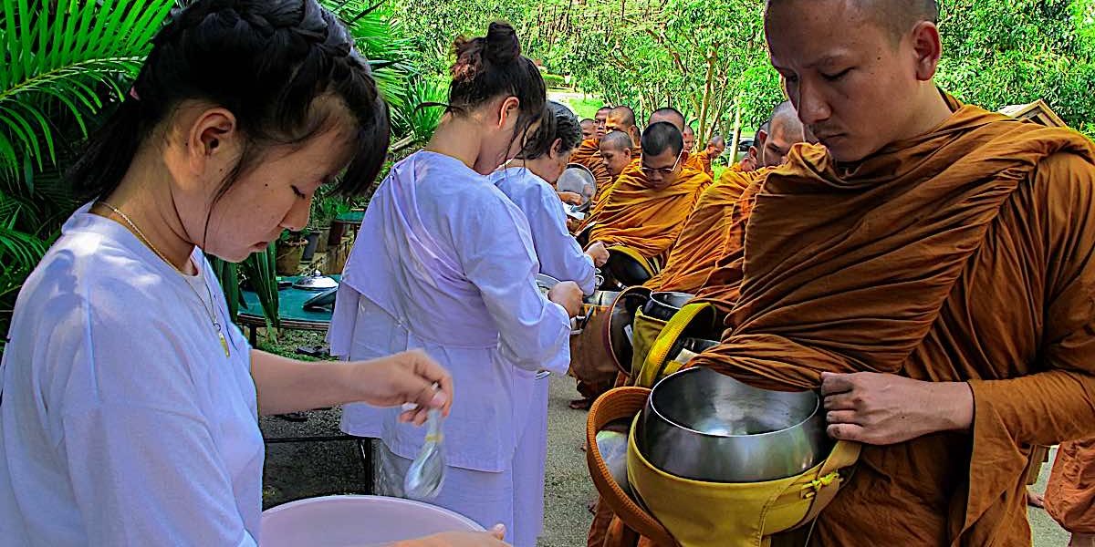 Offering food to the monastic Buddhist Sangha are among the most virtuous of offerings. 