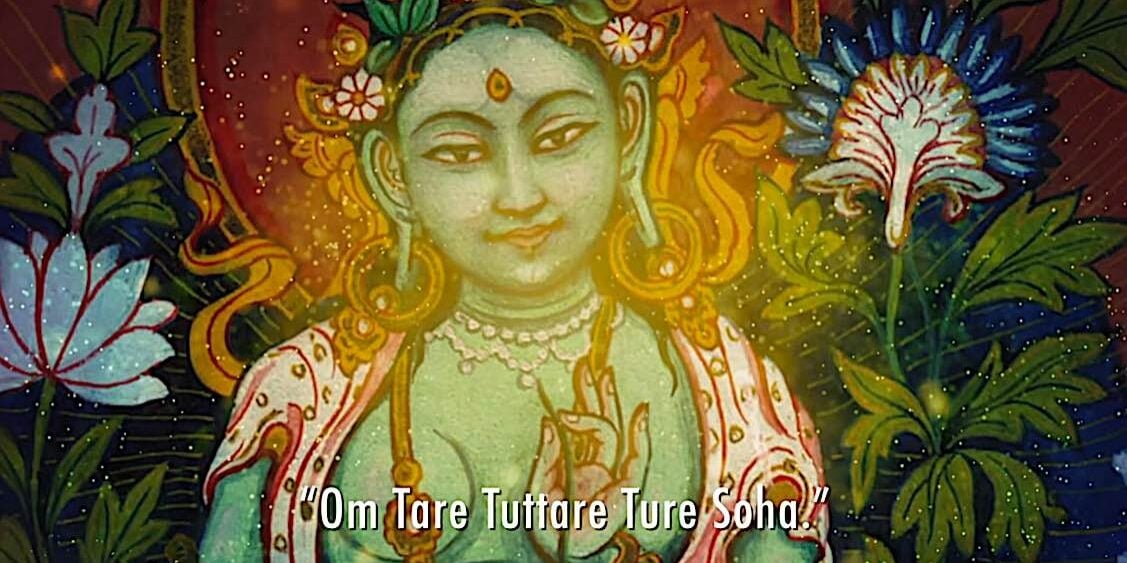 Om Tare Tuttare Ture Soha is Green Tara's mantra. Green Tara is the rescuer, the mother of all the Buddhas and of all beings — Wisdom is mother — and she is known for her quick action on behalf of those who call her name for help.