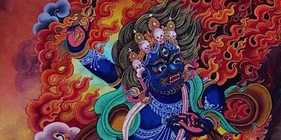 The fearsome power of great Vajrapani, who is always ready to "beat down" the obstacles to our practice.