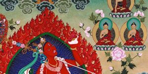 Buddha Weekly Vajraygoni looking up to the pureland and the Buddhas Buddhism custom crop