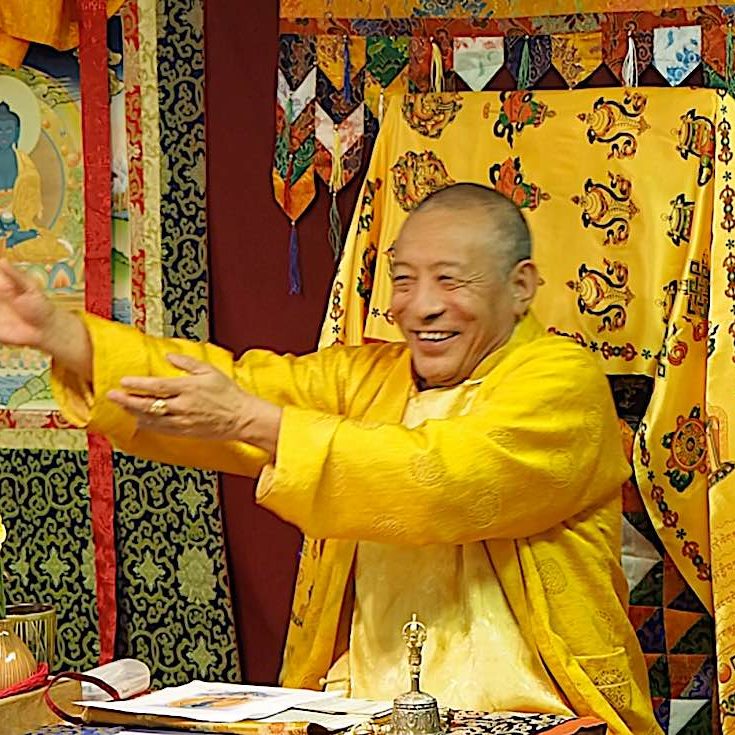 Buddha-Weekly-Zasep Rinpoche Laughing Gesuring Medicine Buddha Retreat Owen Sound Ontario-Buddhism H.E. Zasep Tulku Rinpoche teaching at a previous Medicine Buddha weekend event in Owen Sound.