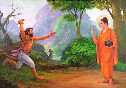 Buddha-Weekly-angulimala charges to Kill Buddha but he can never touch him-Buddhism