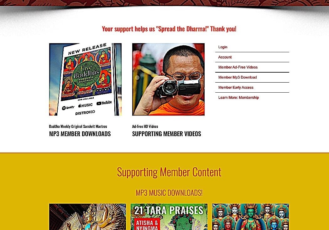 Supporting Member Portal showing the area for MP3 Downlaods.