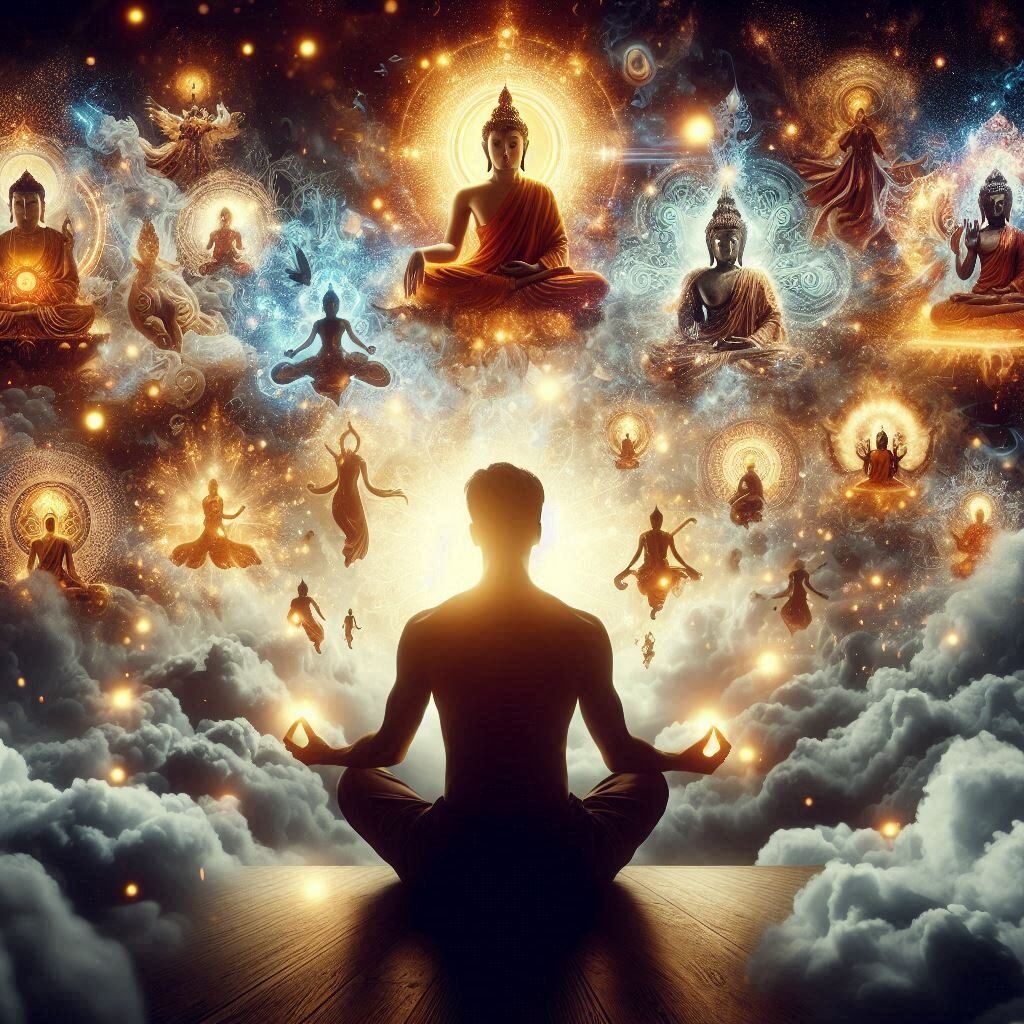 Collection of Deities in front of meditator Buddha Weekly