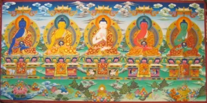 Five Dhyani Buddhas beautiful horizontal custom crop