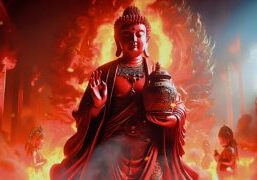 To demonstrate Buddha's compassion and wisdom is for all classes of beings, even the Hungry Ghosts and ghosts have a "Muni" who is ready to teach them. Jvalamukhadeva, is Shakyamuni's emanation as the Muni of the Hungry Ghost Realm. You can view the Hungry Ghost realm as a metaphor for greed in humans, or a subjectively real. In dualistic Buddhist philosophy, both views are correct. (See Inset video below of the Six Munis if you're interested in Buddha's six muni forms that help all classes of beings.).