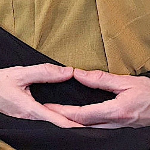Hand mudra seated meditation.