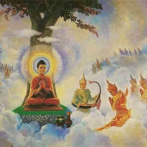 buddha teaching in-heaven to devas Buddha teaching the devas.