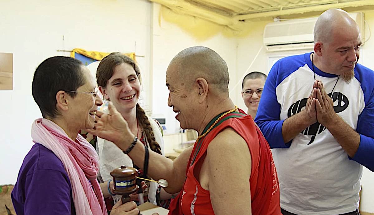 in front Rinpoche and Dagme behind them is Ayelet and Micha and behind them is Tali Ritz