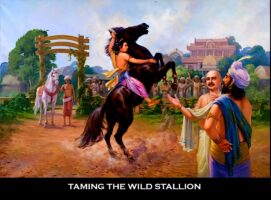 lifeofbuddha Siddartha calms a wild stallion