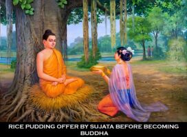 lifeofbuddha Sujata offers rice pudding to Buddha before he was Enlightened 024